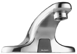 SLOAN 3315025, EBF-650: BAK CHEK, 0.5 GPM AERATOR, 4" TRIM PLATE, BATTERY-POWERED, SENSOR OPERATED OPTIMA FAUCET