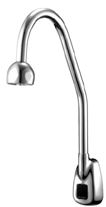 SLOAN 3315101, EBF-550-S-BDT, 2.2 GPM LAMINAR SPRAY HEAD, SURGICAL BEND, BELOW DECK THERMOSTATIC MIXING VALVE, WALL MOUNT, GOOSENECK, BATTERY-POWERED, SENSOR OPERATED OPTIMA FAUCET